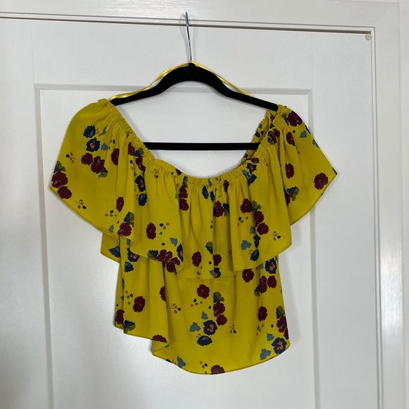 Zara off the shoulder floral top ruffle yellow - Picture 5 of 9